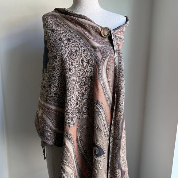 Paisley Fringe Scarf Shawl Wrap Boho Heritage Fall Accessory 71x20.5 - Picture 2 of 11